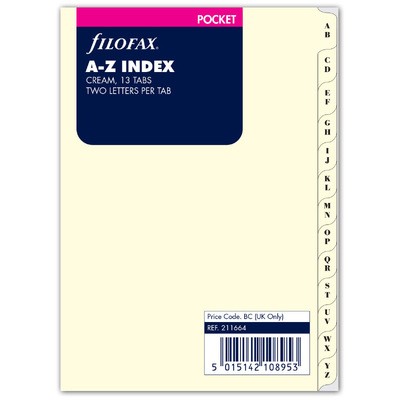 Filofax Kontakt lista regiszter 2 betű / regiszter Pocket Krém