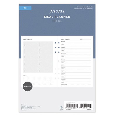 Filofax Lifestyle tervező Étkezés A5 Minimal Fehér