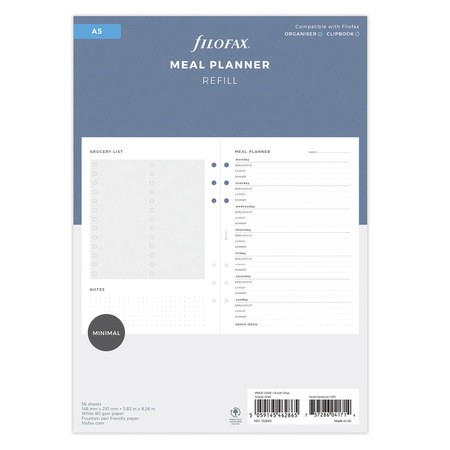 Filofax Lifestyle tervező Étkezés A5 Minimal Fehér