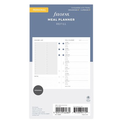 Filofax Lifestyle tervező Étkezés Personal Minimal Fehér