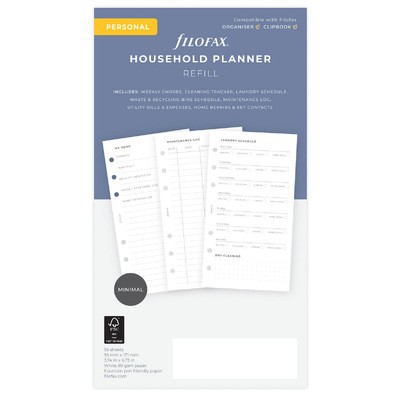 Filofax Lifestyle tervező Háztartás Personal Minimal Fehér