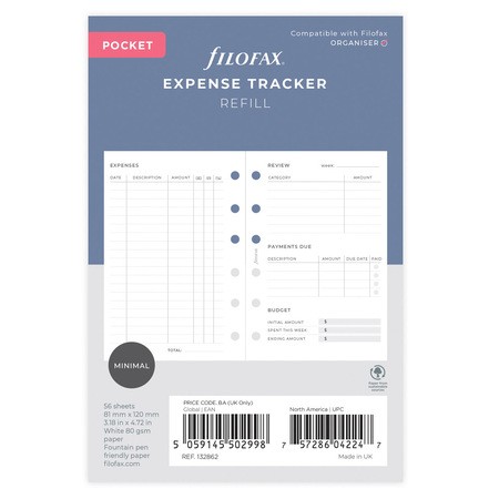 Filofax Lifestyle tervező Költségek Pocket Minimal fehér