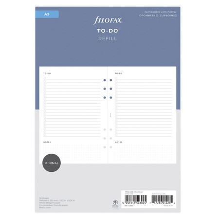 Filofax Lifestyle tervező Tennivalók lista A5 Minimal fehér