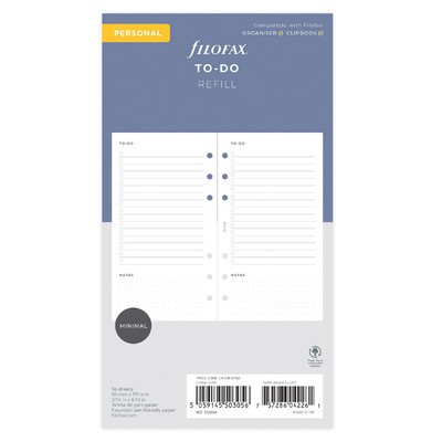 Filofax Lifestyle tervező Tennivalók lista Personal Minimal fehér