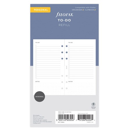 Filofax Lifestyle tervező Tennivalók lista Personal Minimal fehér