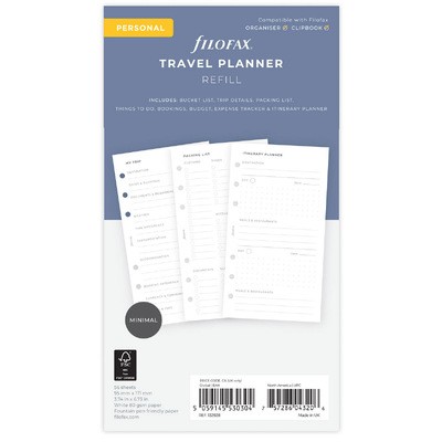 Filofax Lifestyle tervező Utazás Personal Minimal Fehér