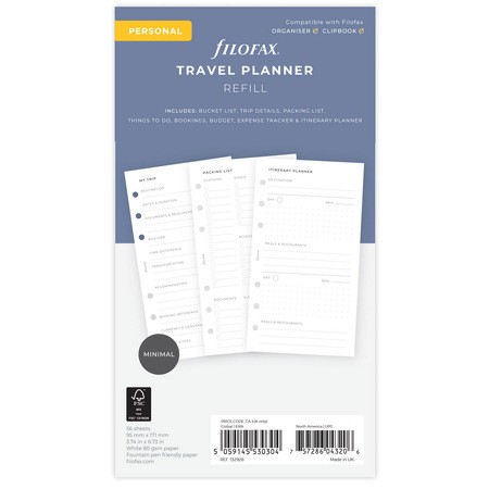 Filofax Lifestyle tervező Utazás Personal Minimal Fehér