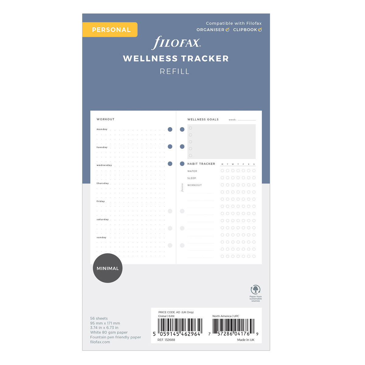 Filofax Lifestyle tervező Wellness Personal Minimal Fehér Filofax Lifestyle tervező Wellness Personal Minimal Fehér