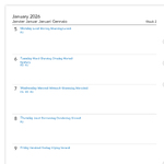 Filofax Naptárbetét Heti 1 hét / 1 oldal + 1 oldal jegyzet A5 Fehér 2026