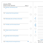 Filofax Naptárbetét Heti 1 hét / 1 oldal + 1 oldal jegyzet Pocket Fehér 2026