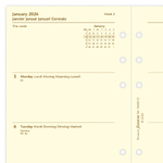 Filofax Naptárbetét Heti 1 hét / 2 oldal 5 nyelvű Personal Krém 2026