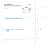 Filofax Naptárbetét Heti 1 hét / 2 oldal 5 nyelvű Pocket Fehér 2026
