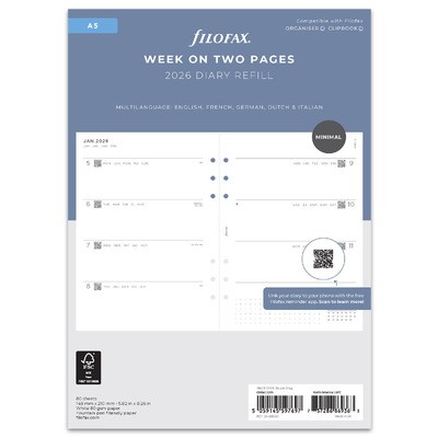 Filofax Naptárbetét + Pótlapok csomag A5 Minimal 2026