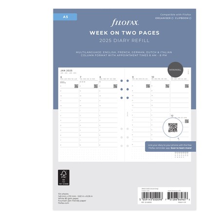 Filofax Naptárbetét + Pótlapok csomag oszlopos A5 Minimal 2026