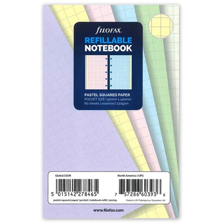 Filofax Notebook Jegyzetlapok Négyzethálós Pocket Pasztel vegyes