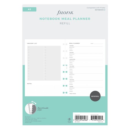 Filofax Notebook Lifestyle tervező Étkezés A5 Minimal Fehér