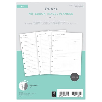 Filofax Notebook Lifestyle tervező Utazás A5 Minimal Fehér