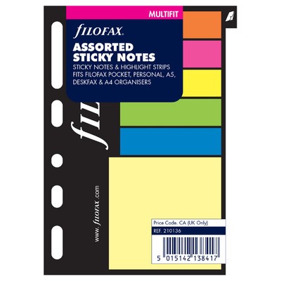 Filofax Öntapadó színes jelölő címke és jegyzet kis méret Multifit Vegyes színű