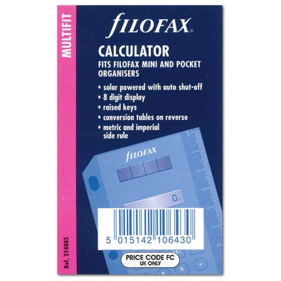 Filofax Számológép kis méret (Mini és Pocket mérethez) Multifit Fekete