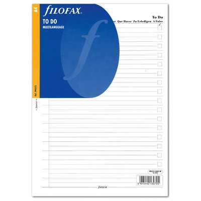 Filofax Tennivalók lista A4 Fehér