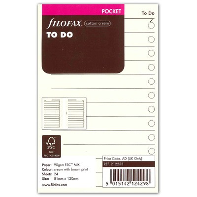 Filofax Tennivalók lista Pocket Krém