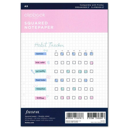 Filofax Clipbook Jegyzetlap Négyzethálós A5