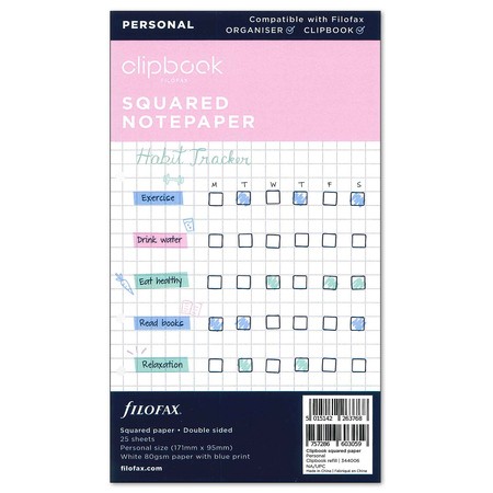 Filofax Clipbook Jegyzetlap Négyzethálós Personal
