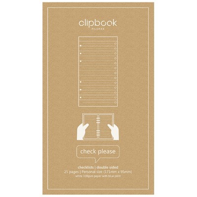 Filofax Clipbook Tennivalók lista csekklista Personal