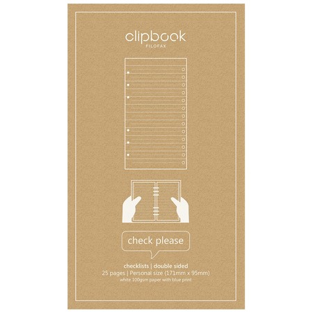 Filofax Clipbook Tennivalók lista csekklista Personal