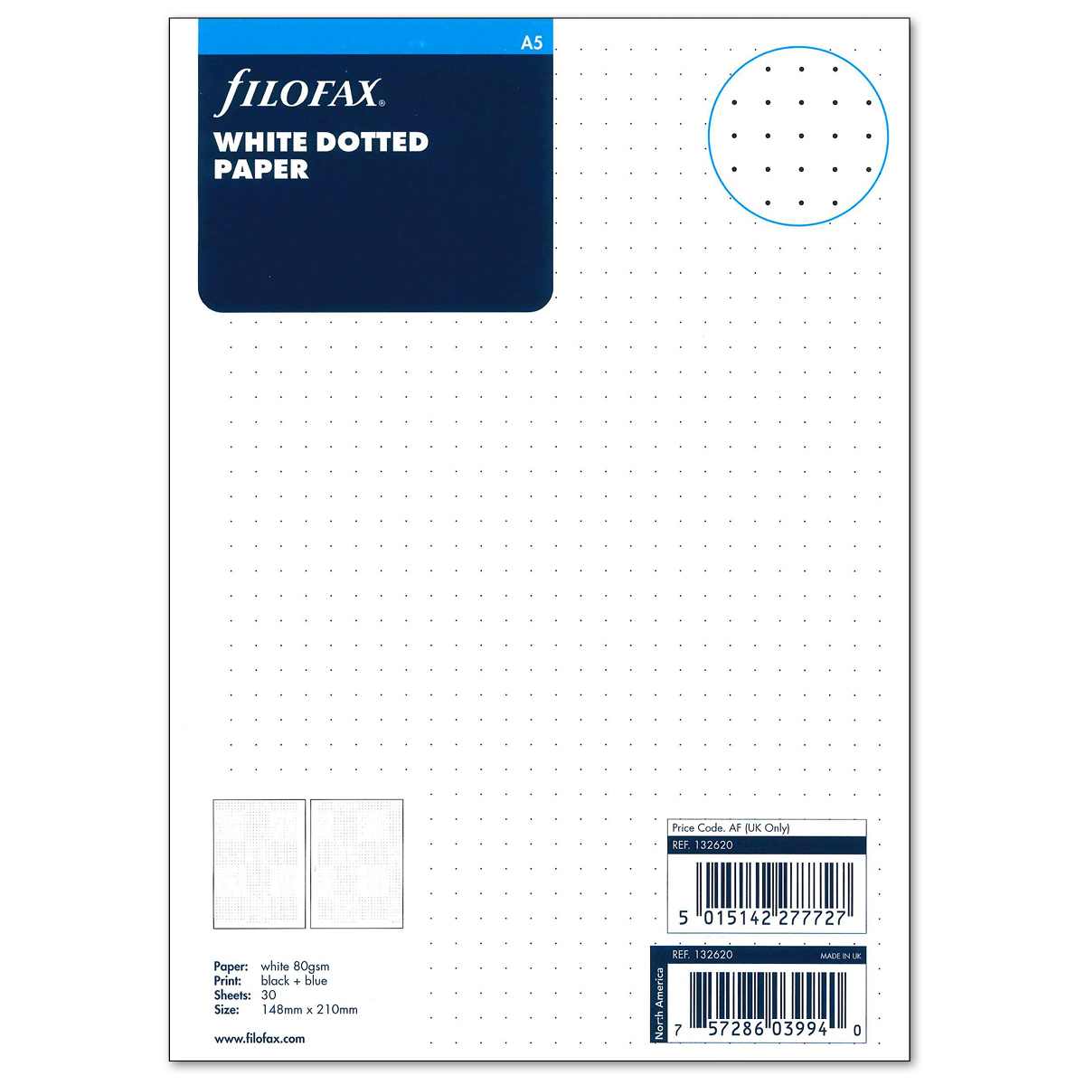 Filofax Jegyzetlapok Bullet (pont) A5 Fehér Filofax Jegyzetlapok Bullet (pont) A5 Fehér