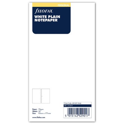 Filofax Jegyzetlapok Üres Personal Fehér