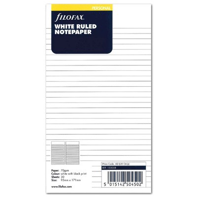 Filofax Jegyzetlapok Vonalas Personal Fehér