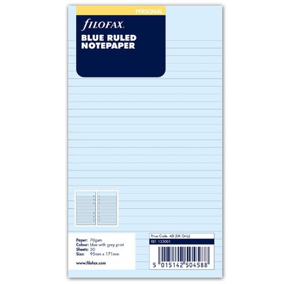 Filofax Jegyzetlapok Vonalas Personal Kék