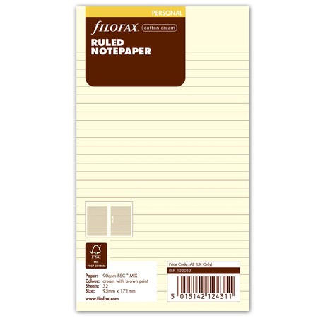 Filofax Jegyzetlapok Vonalas Personal Krém