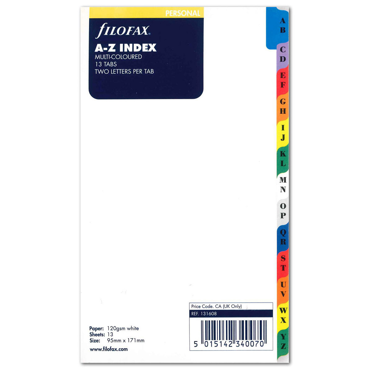 Filofax Kontakt lista regiszter 2 betű / regiszter (színes regiszter) Personal Fehér Filofax Kontakt lista regiszter 2 betű / regiszter (színes regiszter) Personal Fehér