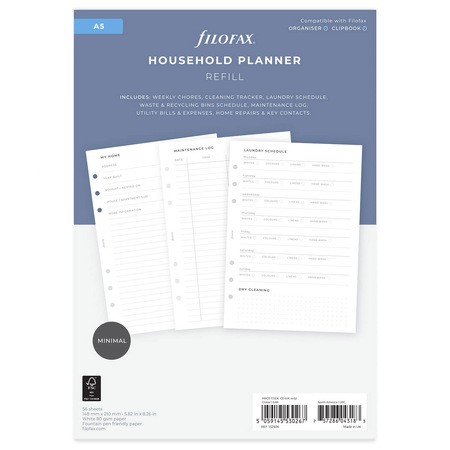 Filofax Lifestyle tervező Háztartás A5 Minimal Fehér