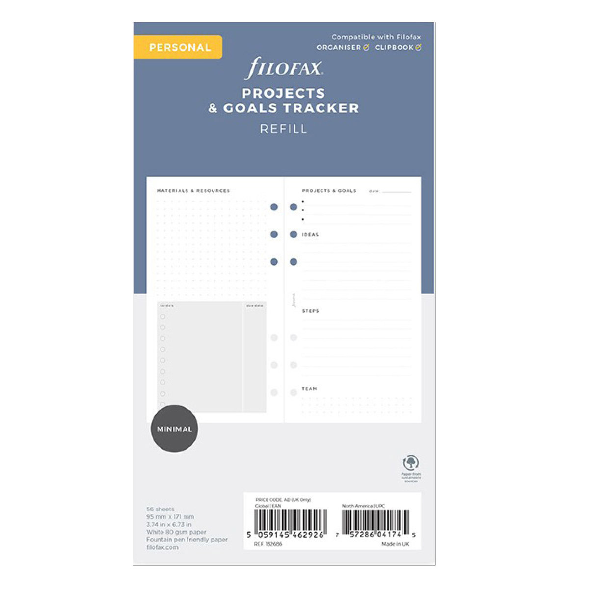 Filofax Lifestyle tervező Projekt / Cél management Personal Minimal Fehér Filofax Lifestyle tervező Projekt / Cél management Personal Minimal Fehér