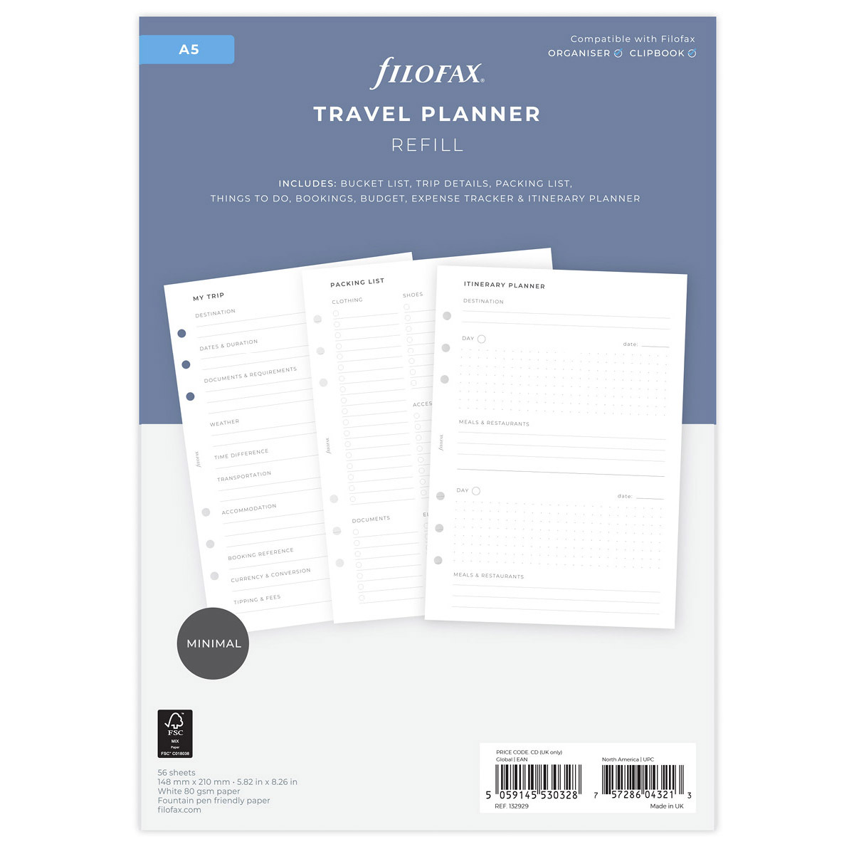 Filofax Lifestyle tervező Utazás A5 Minimal Fehér Filofax Lifestyle tervező Utazás A5 Minimal Fehér