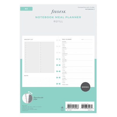 Filofax Notebook Lifestyle tervező Étkezés A5 Minimal Fehér