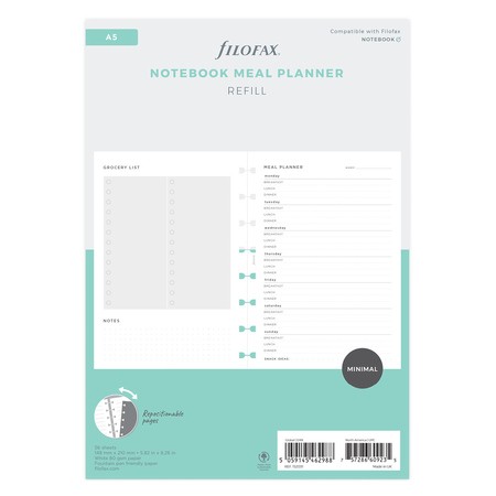 Filofax Notebook Lifestyle tervező Étkezés A5 Minimal Fehér