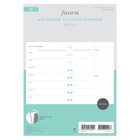 Filofax Notebook Lifestyle tervező Tevékenység tervező A5 Minimal fehér