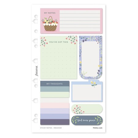 Filofax Öntapadó színes jelölő címke és jegyzet Multifit (Personal, A5, A4) Meadow