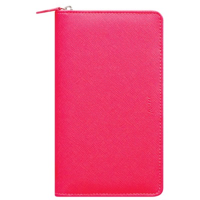 Filofax Saffiano Fluoro Personal Compact Zip Pink
