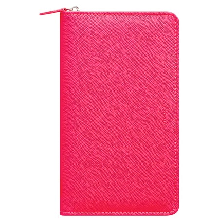 Filofax Saffiano Fluoro Personal Compact Zip Pink