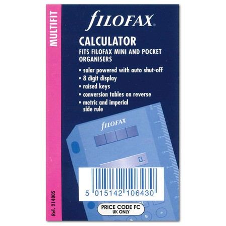 Filofax Számológép kis méret (Mini és Pocket mérethez) Multifit Fekete